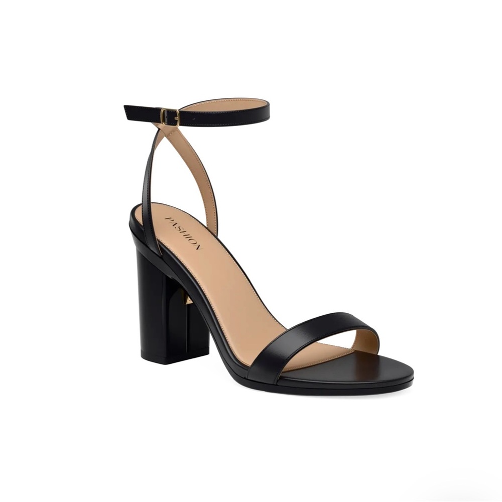 Pashion Footwear Black Block Heel Sandals